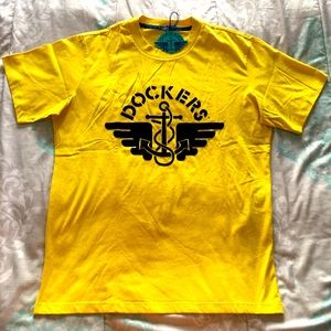 Dockers Mens S Yellow T-Shirt BIG LOGO